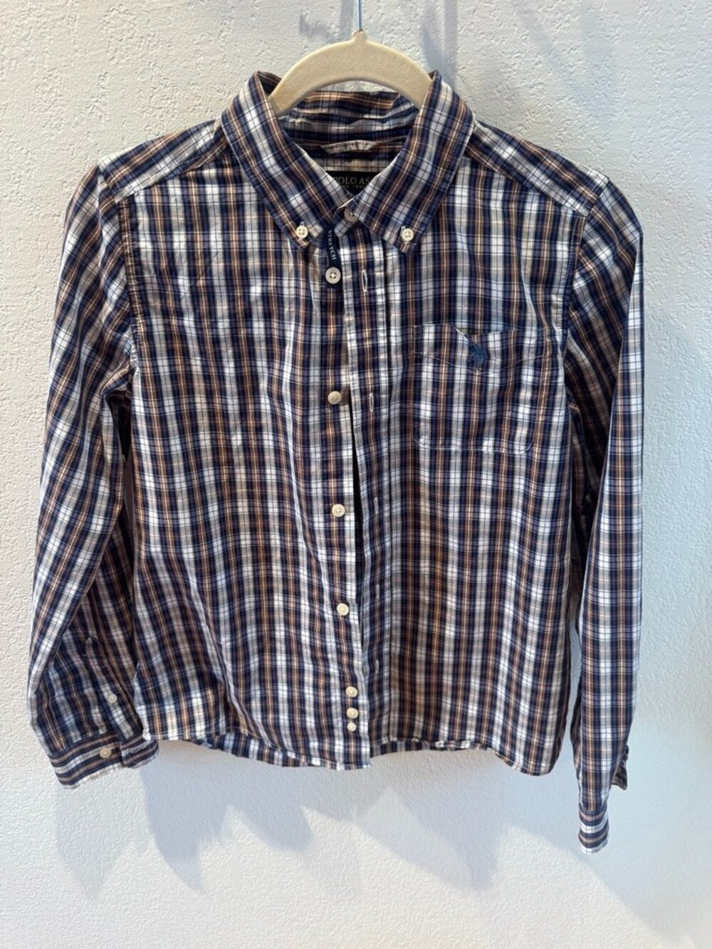 U.S. Polo Assn Boys Plaid Button Down Shirt Sz XL 14-16